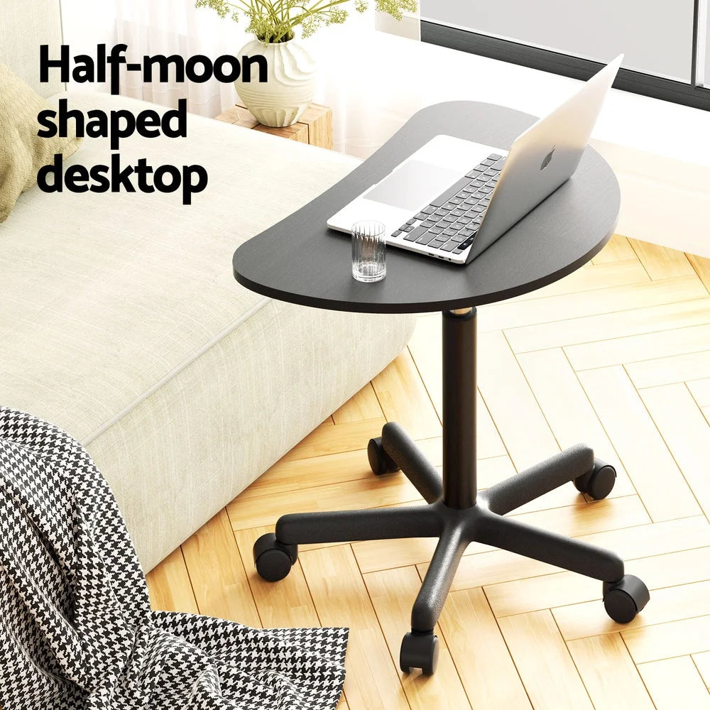 Laptop Desk Portable Height Adjustable Table Wheels 60cm Black