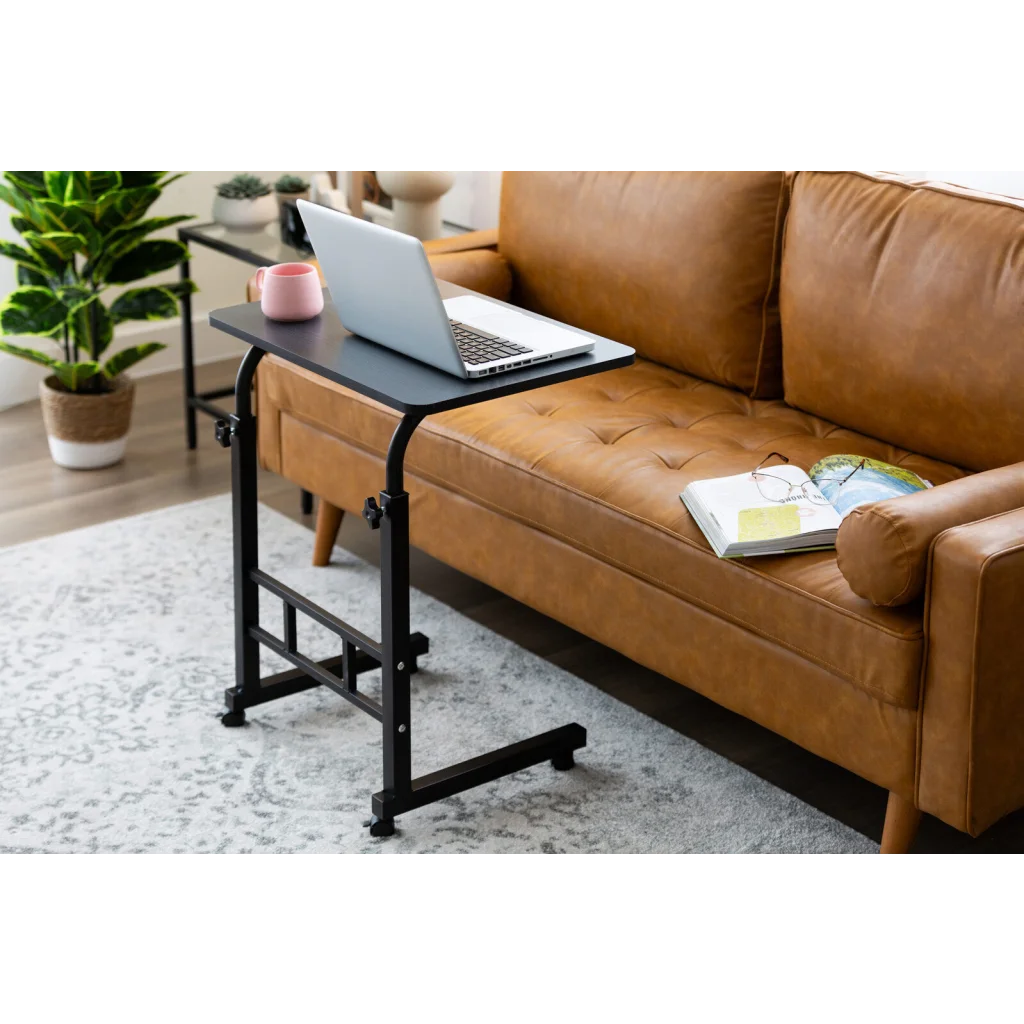 Laptop desk with compact workstation and side shelves
