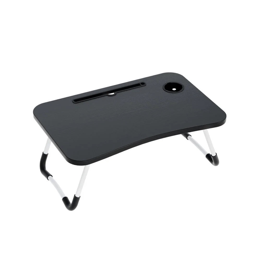 Laptop desk with workstation surface and side shelves