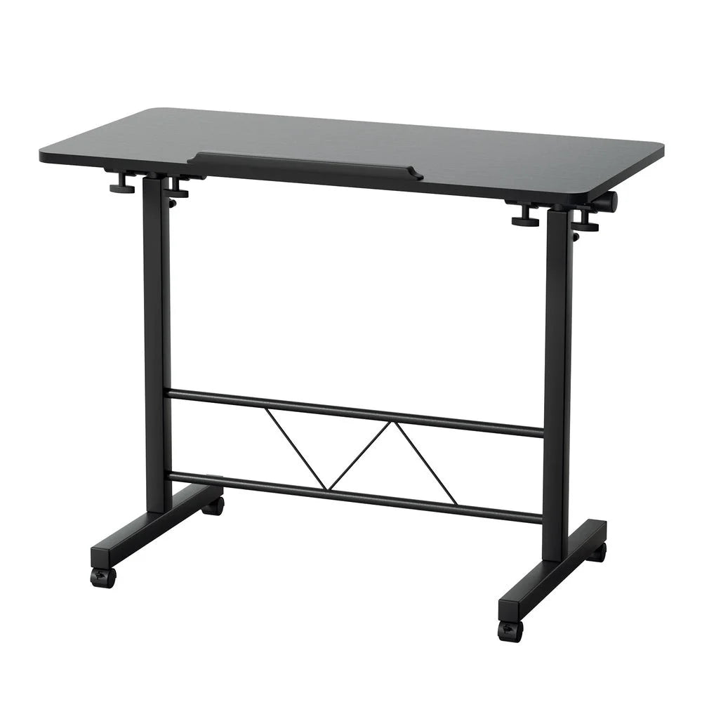 Black wooden 80cm desk with laptop table height adjustable