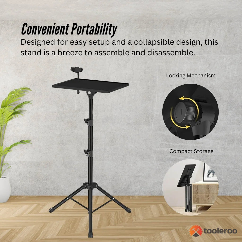 Laptop stand tripod with adjustable height projector holder