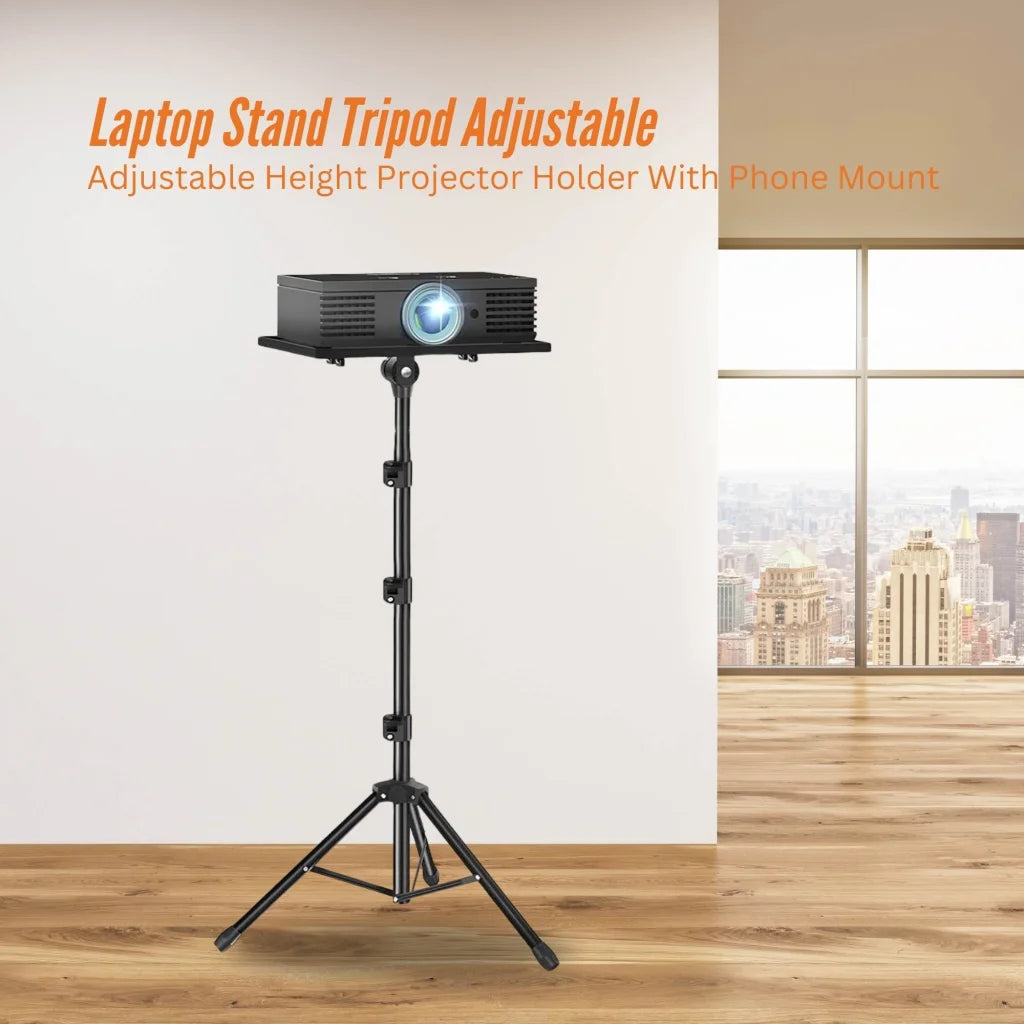 Adjustable height projector with holder phone mount laptop stand