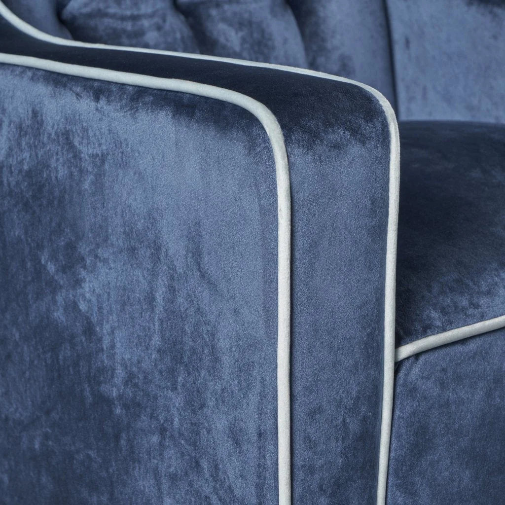 Lara Two Tone Tufted Cobalt New Velvet Club Armchair