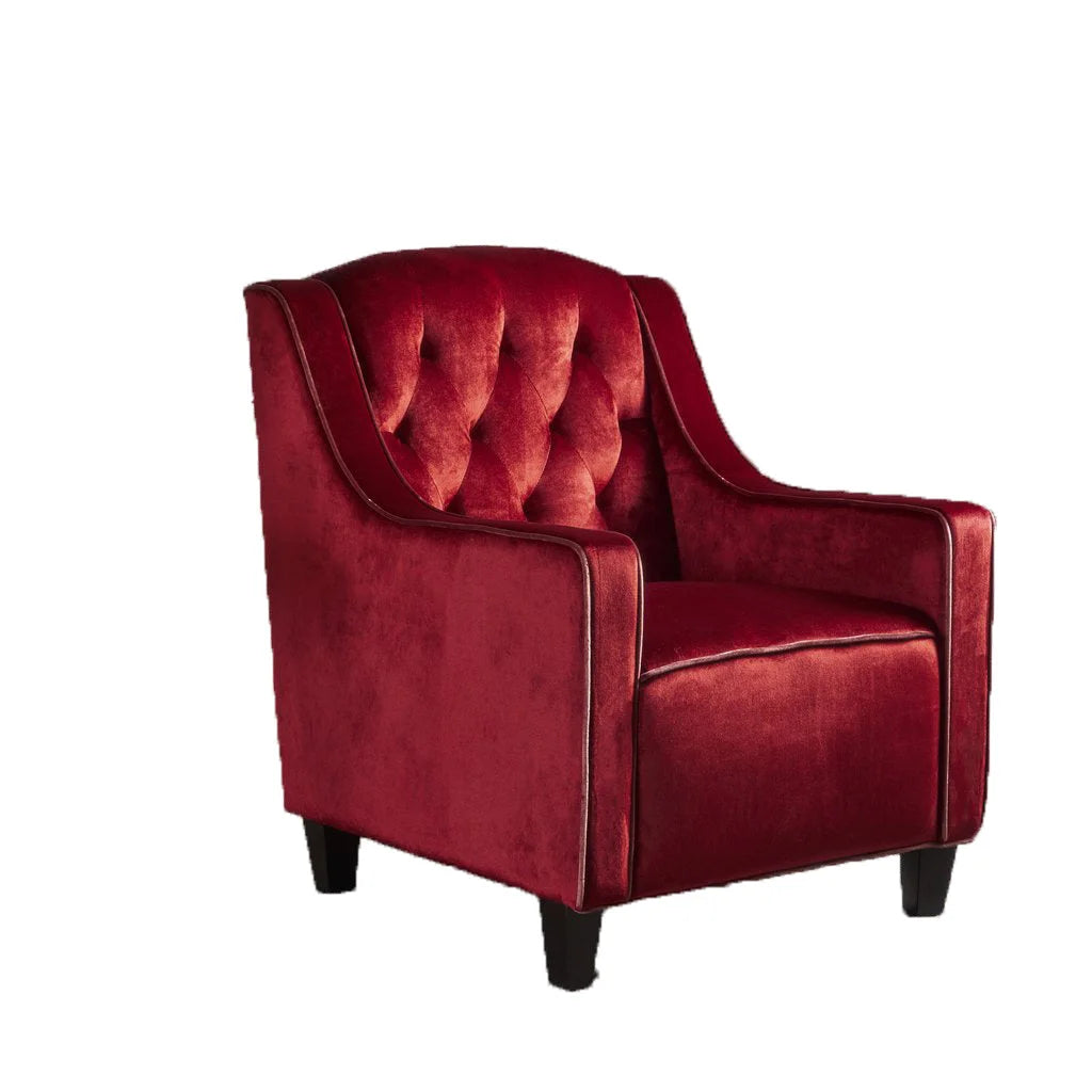 Lara Two Tone Tufted Garnet New Velvet Club Armchair