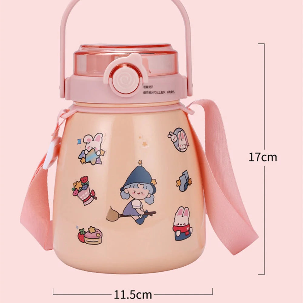 Large 1000ml Stainless Steel Water Bottle with Straw & Free