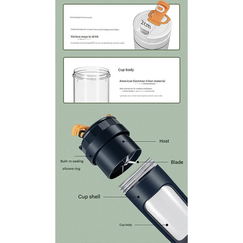 Large 600ML Portable Blender - USB-C Rechargeable Smoothie