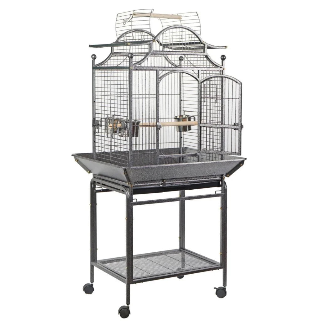 Large Bird Budgie Cage Parrot Aviary Carrier with Stand &