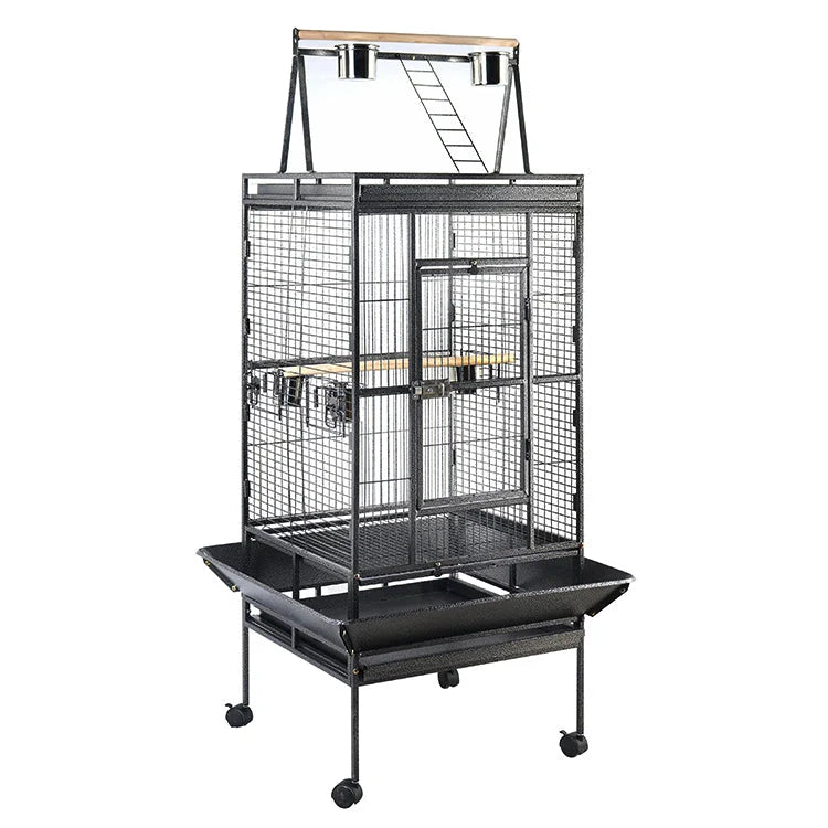 Large Bird Cage Budgie Parrot Aviary With Metal Tray Wheel