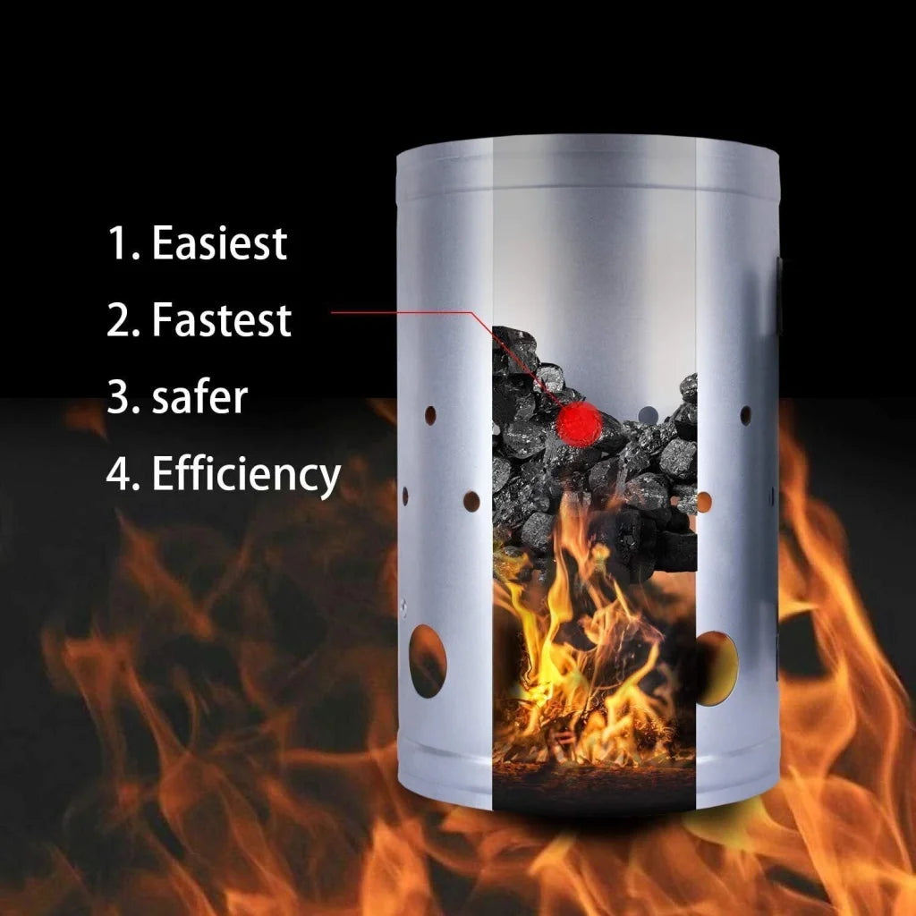 Large Chimney Starter Firewood Quick Rapid Charcoal Lighter