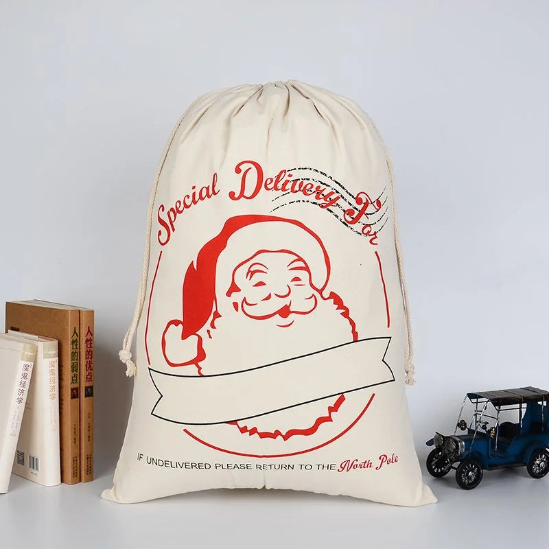 Large Christmas XMAS Hessian Santa Sack Stocking Bag