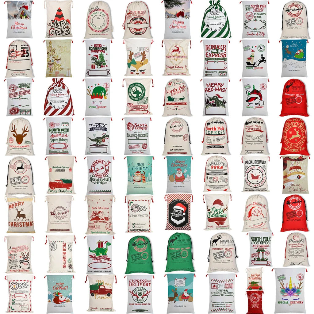 Large Christmas XMAS Hessian Santa Sack Stocking Bag