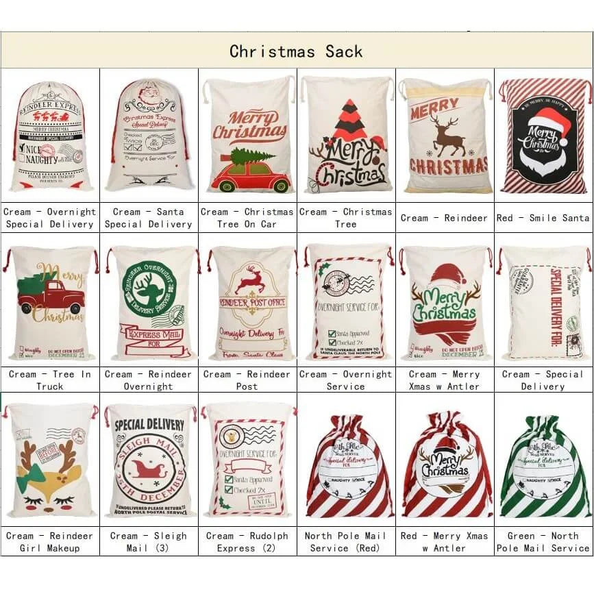 Large Christmas XMAS Hessian Santa Sack Stocking Bag