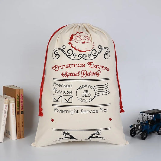 Large Christmas XMAS Hessian Santa Sack Stocking Bag