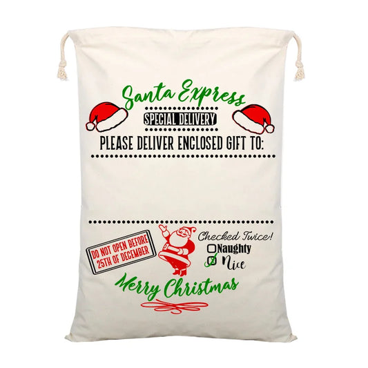 Large Christmas XMAS Hessian Santa Sack Stocking Bag