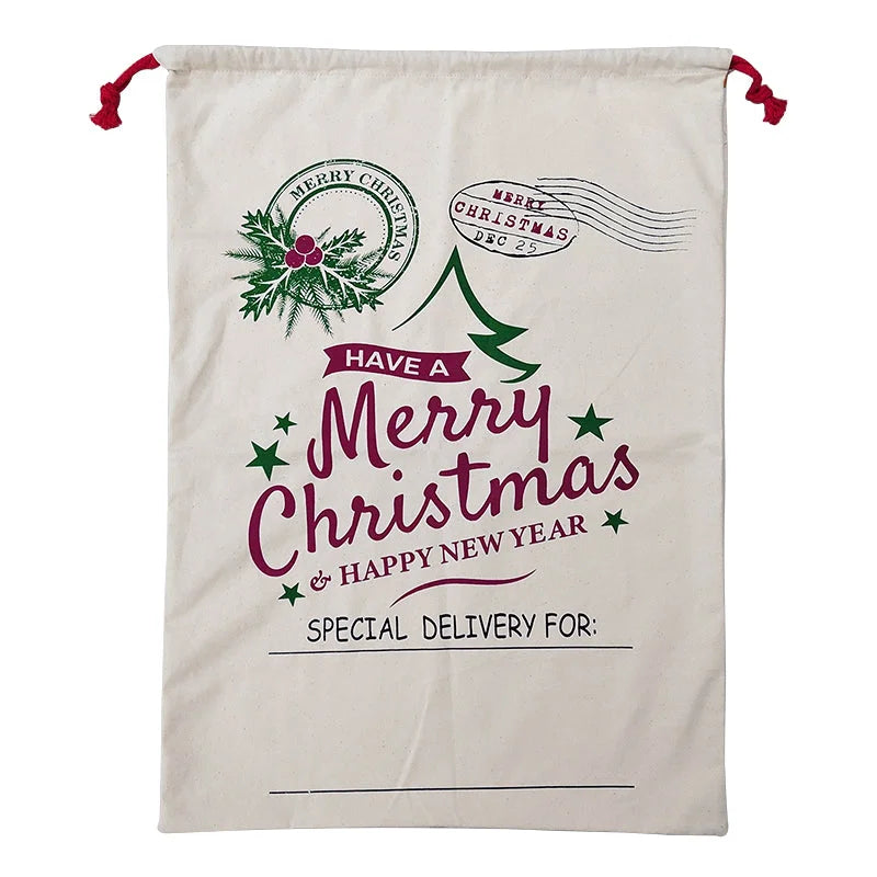 Large Christmas XMAS Hessian Santa Sack Stocking Bag