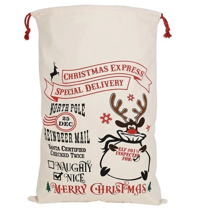 Large Christmas XMAS Hessian Santa Sack Stocking Bag