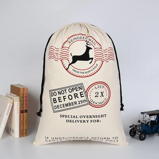 Large Christmas XMAS Hessian Santa Sack Stocking Bag