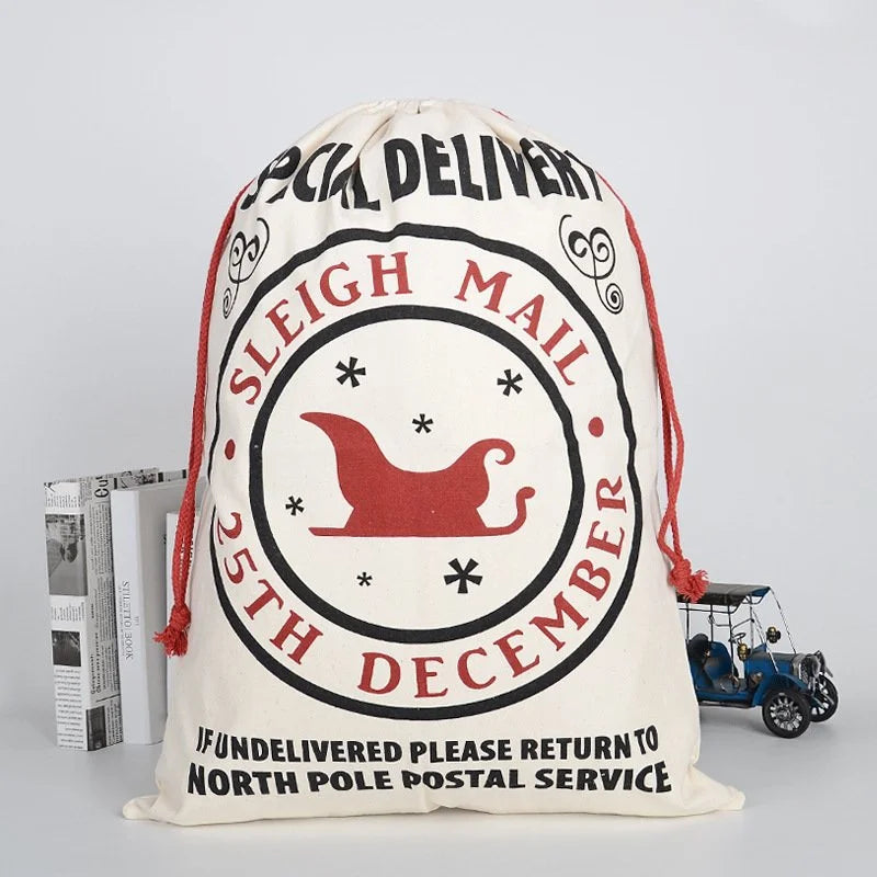 Large Christmas XMAS Hessian Santa Sack Stocking Bag