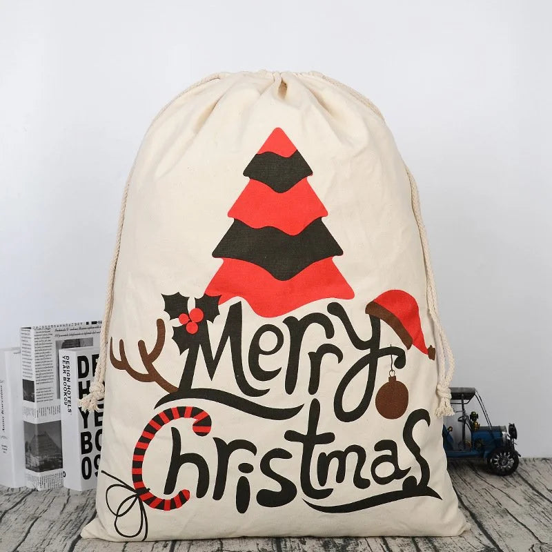 Large Christmas XMAS Hessian Santa Sack Stocking Bag