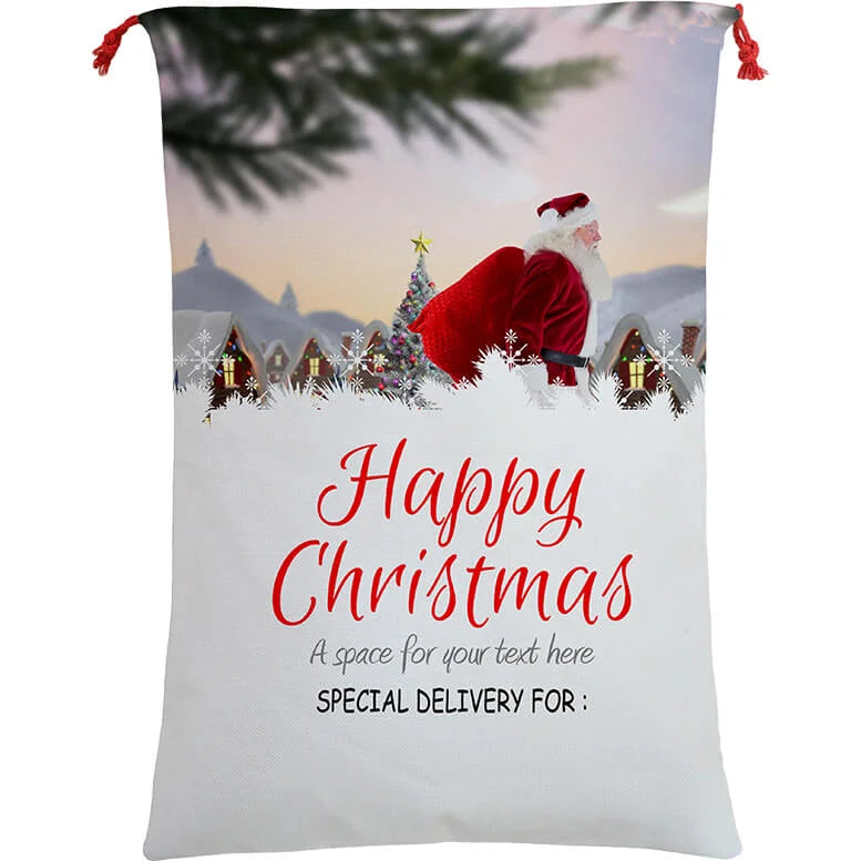 Large Christmas XMAS Hessian Santa Sack Stocking Bag