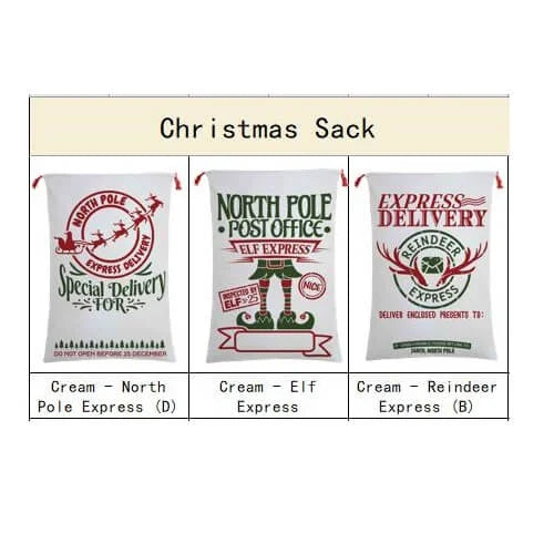 Large Christmas XMAS Hessian Santa Sack Stocking Bag