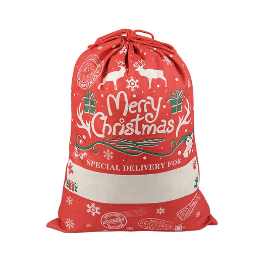 Large Christmas XMAS Hessian Santa Sack Stocking Bag
