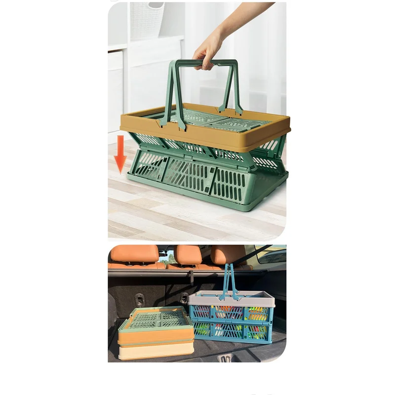 Large Collapsible Storage Basket with Handles - Portable