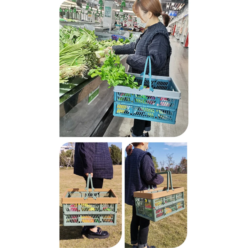 Large Collapsible Storage Basket with Handles - Portable