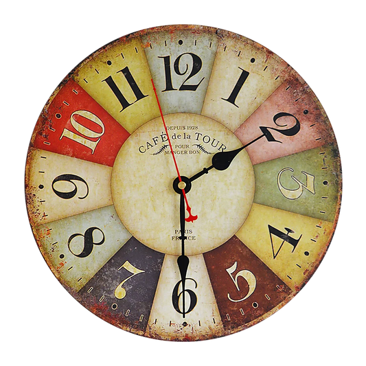 Large Colourful Wall Clock for Kitchen or Office Retro