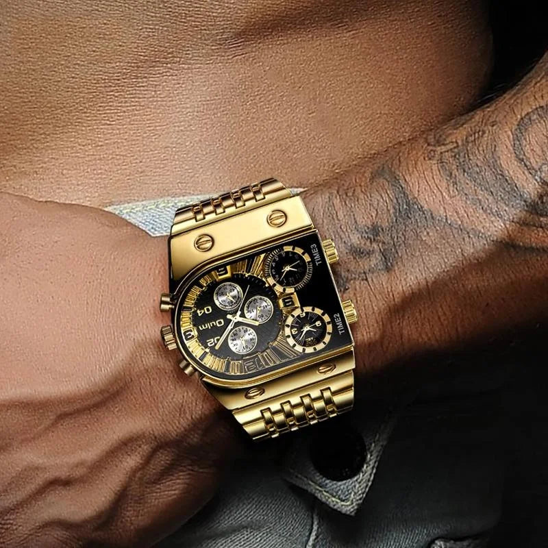 Large Dial Multi Time Zone Men Quartz Watch with Luminous