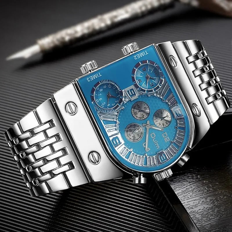 Large Dial Multi Time Zone Men Quartz Watch with Luminous