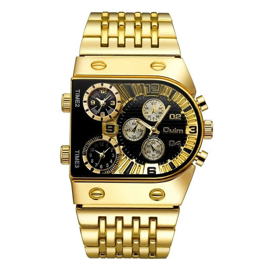 Large Dial Multi Time Zone Men Quartz Watch with Luminous