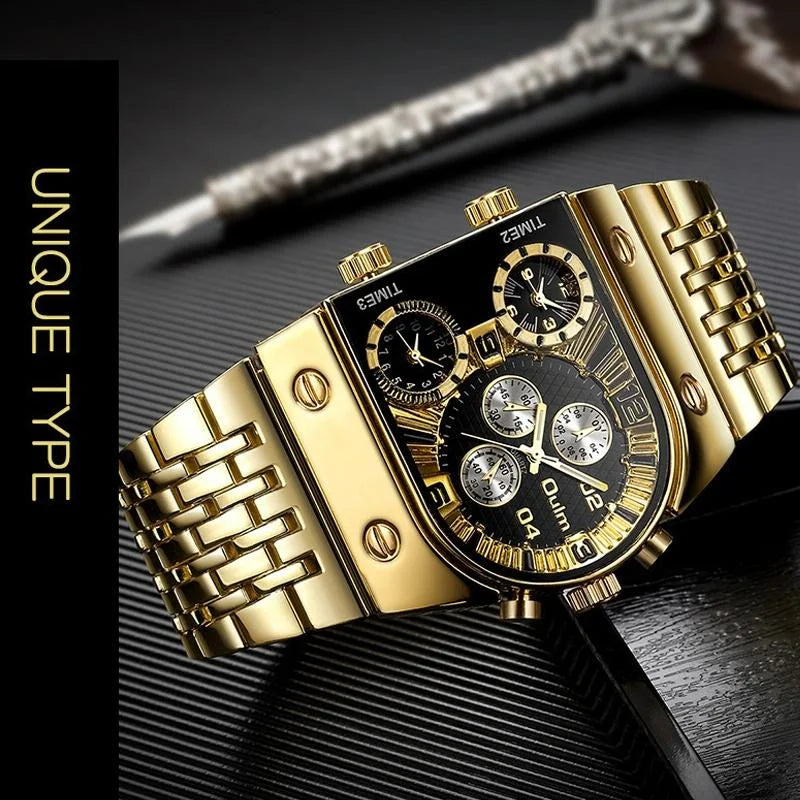Large Dial Multi Time Zone Men Quartz Watch with Luminous