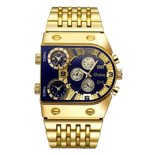 Large Dial Multi Time Zone Men Quartz Watch with Luminous