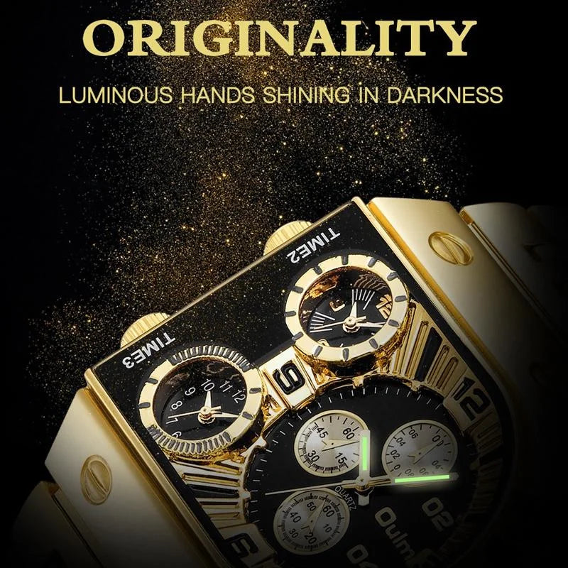 Large Dial Multi Time Zone Men Quartz Watch with Luminous