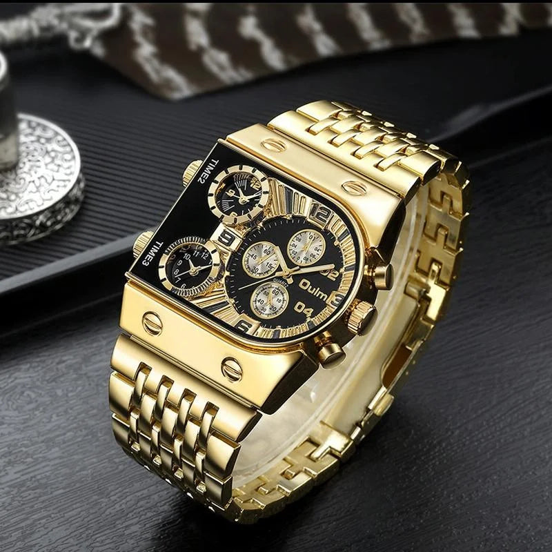 Large Dial Multi Time Zone Men Quartz Watch with Luminous