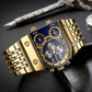Large Dial Multi Time Zone Men Quartz Watch with Luminous