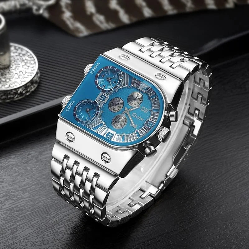Large Dial Multi Time Zone Men Quartz Watch with Luminous
