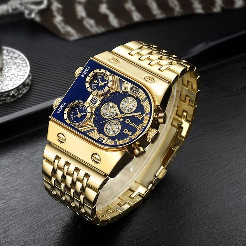 Large Dial Multi Time Zone Men Quartz Watch with Luminous