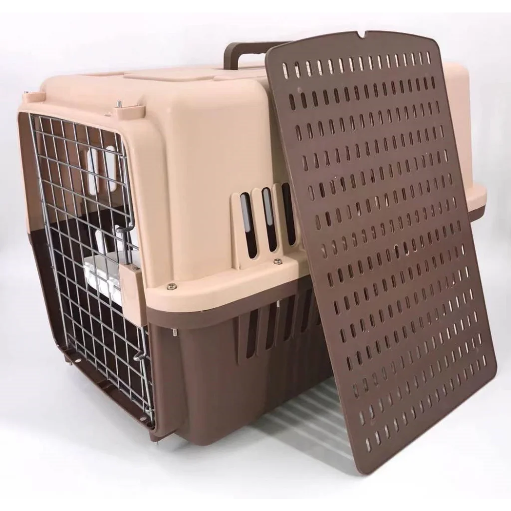 Large Dog Cat Crate Airline Pet Carrier Cage Tray Bowl
