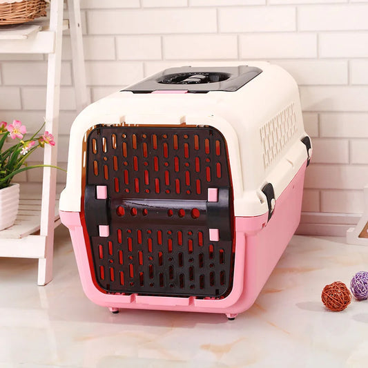 Large Dog Cat Rabbit Pet Travel Carrier Cage with Tray &