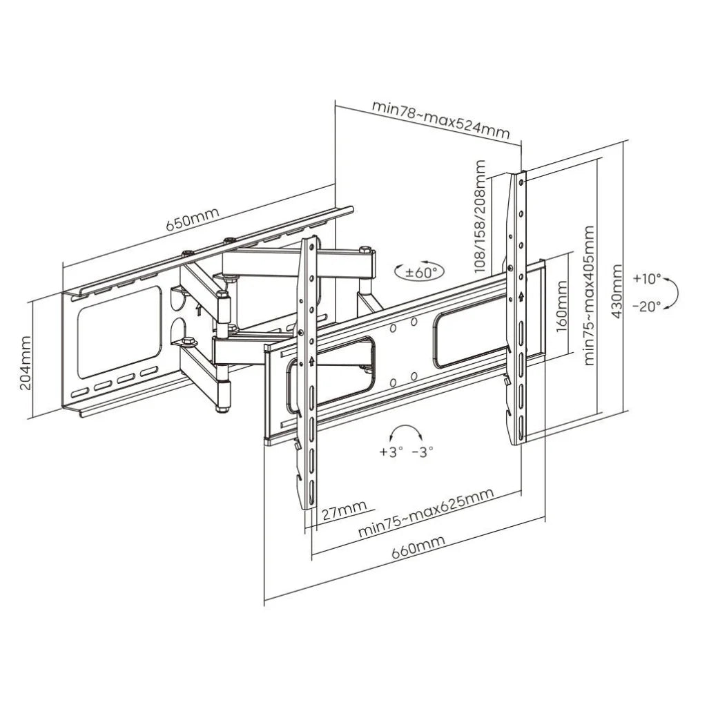 Large Full Motion TV Wall Mount 32 inches - 70 inches