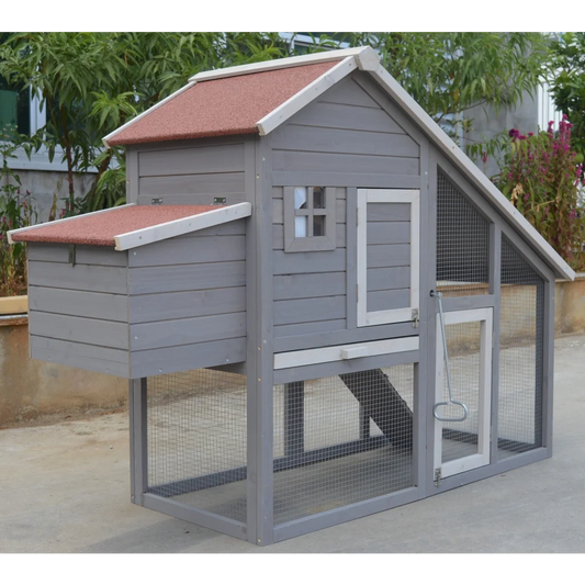 Large Grey Chicken Coop Hutch Cage for Rabbit Ferret Guinea