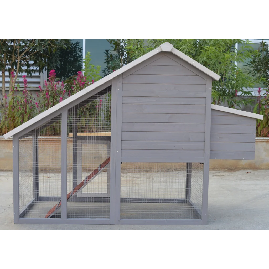 Large Grey Chicken Coop Hutch Cage for Rabbit Ferret Guinea