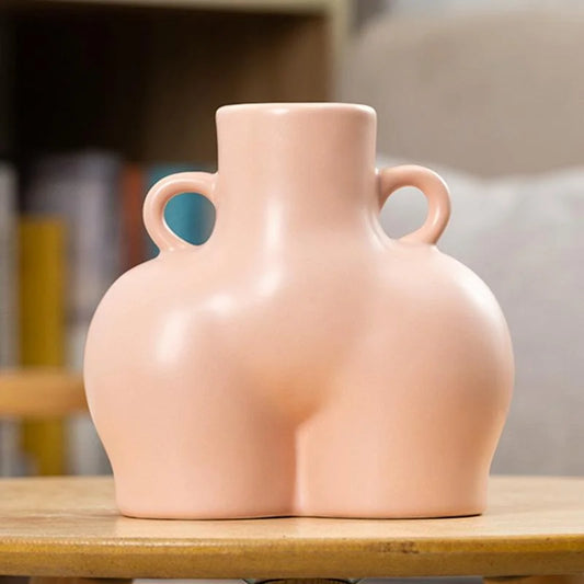 Large Matte Pink Ceramic Vase for Home Decor and Dried