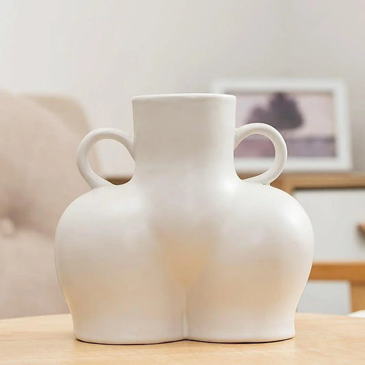 Large Matte White Ceramic Flower Vase for Home Decor - Home