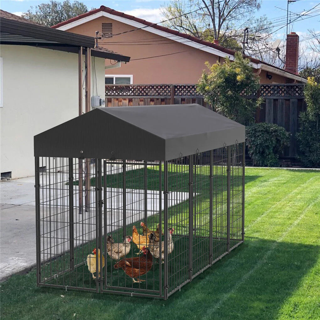 Dog kennel with large outdoor pet cage roof
