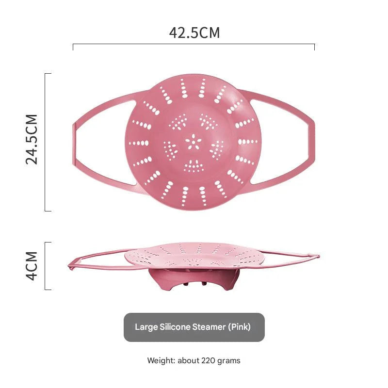 Large Pink Flexible Silicone Steamer Basket