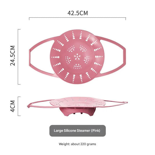 Large Pink Flexible Silicone Steamer Basket