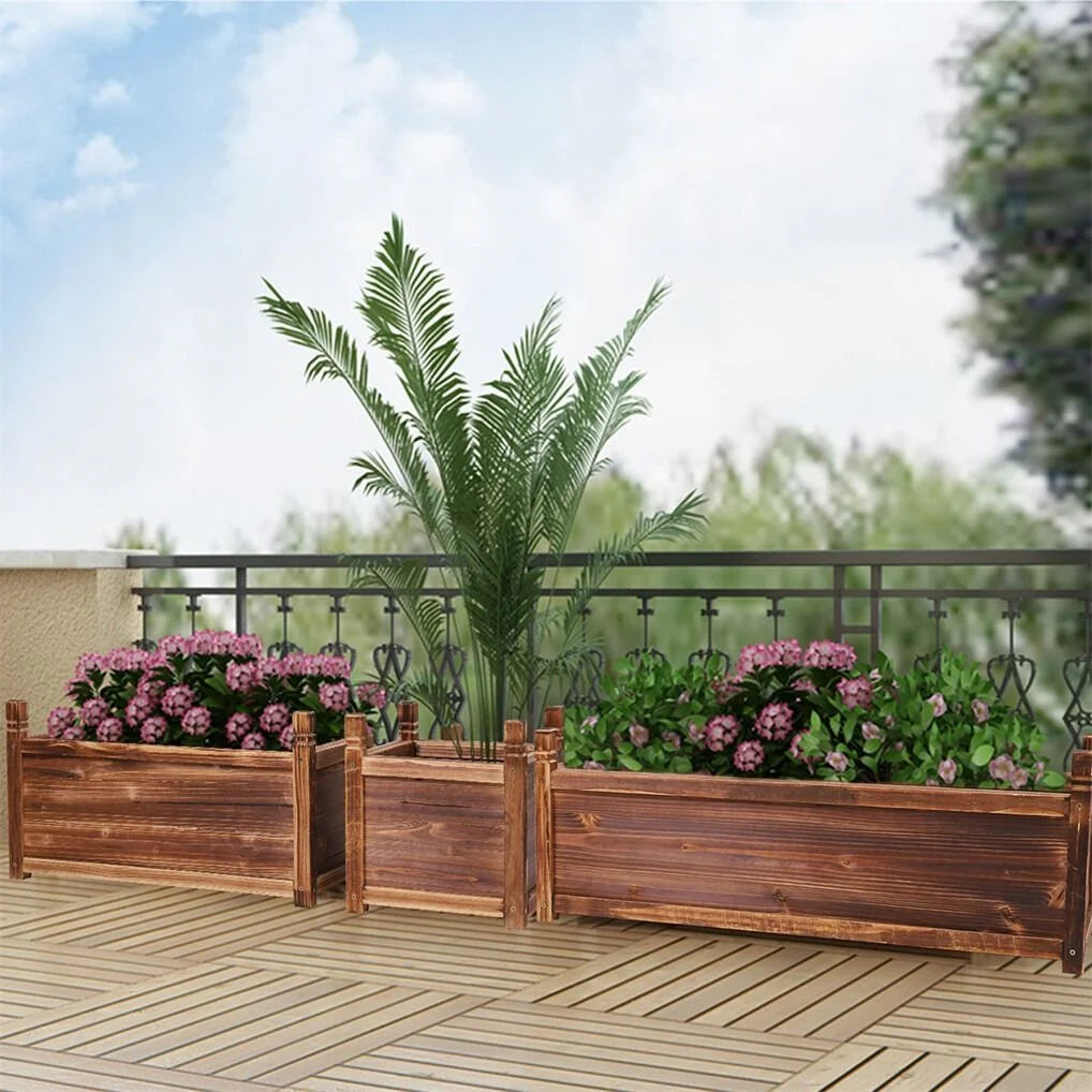 Large Raised Garden Bed Wooden Planter 90x30x33cm - Home &